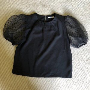 Girls SHEIN black puff sleeve top
